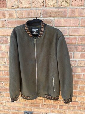 Men's Olive Suede Bomber Jacket